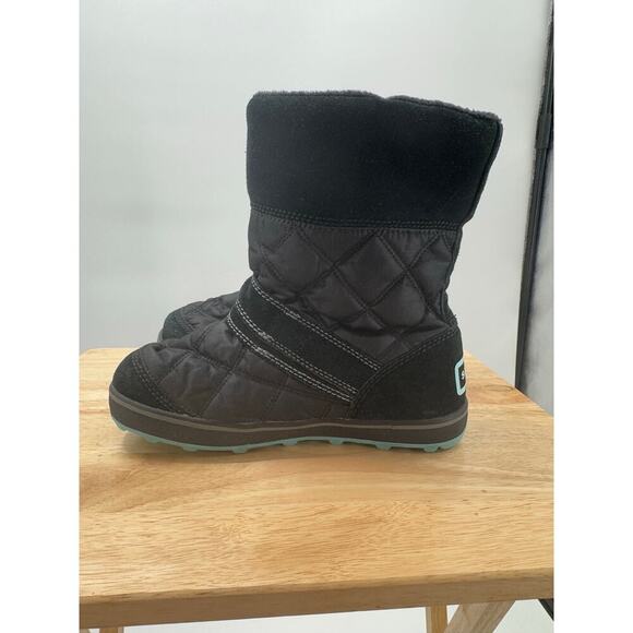 SOREL Glacy Size 9 Women's Black Suede quilted pull on Waterproof‎ Winter Boots - Picture 6 of 8